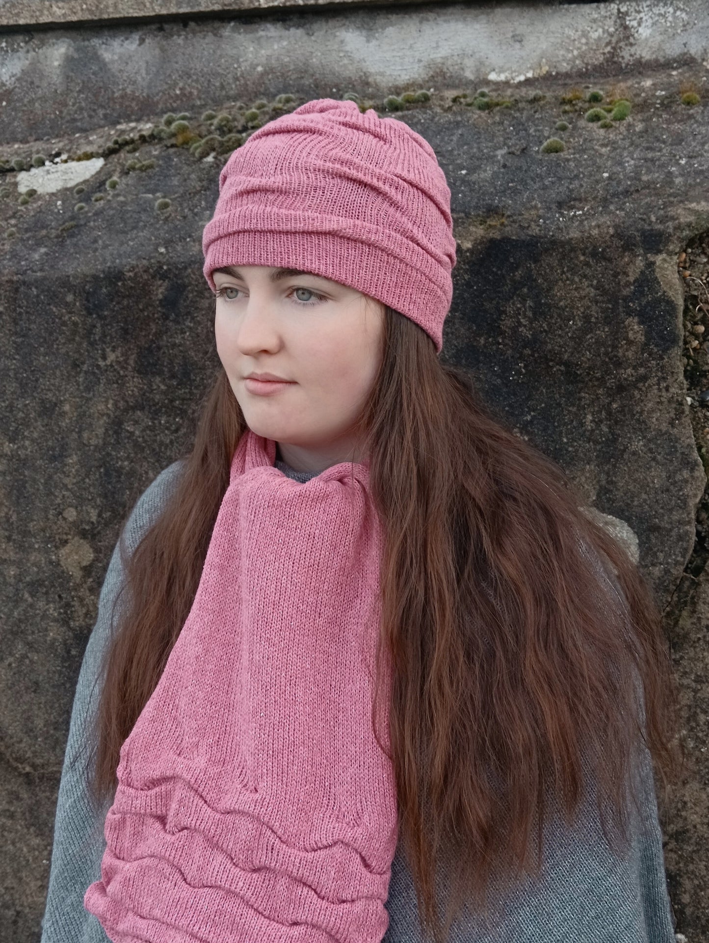 Tuck Duo Hat & Scarf Set (Tibet Tweed Yarn)