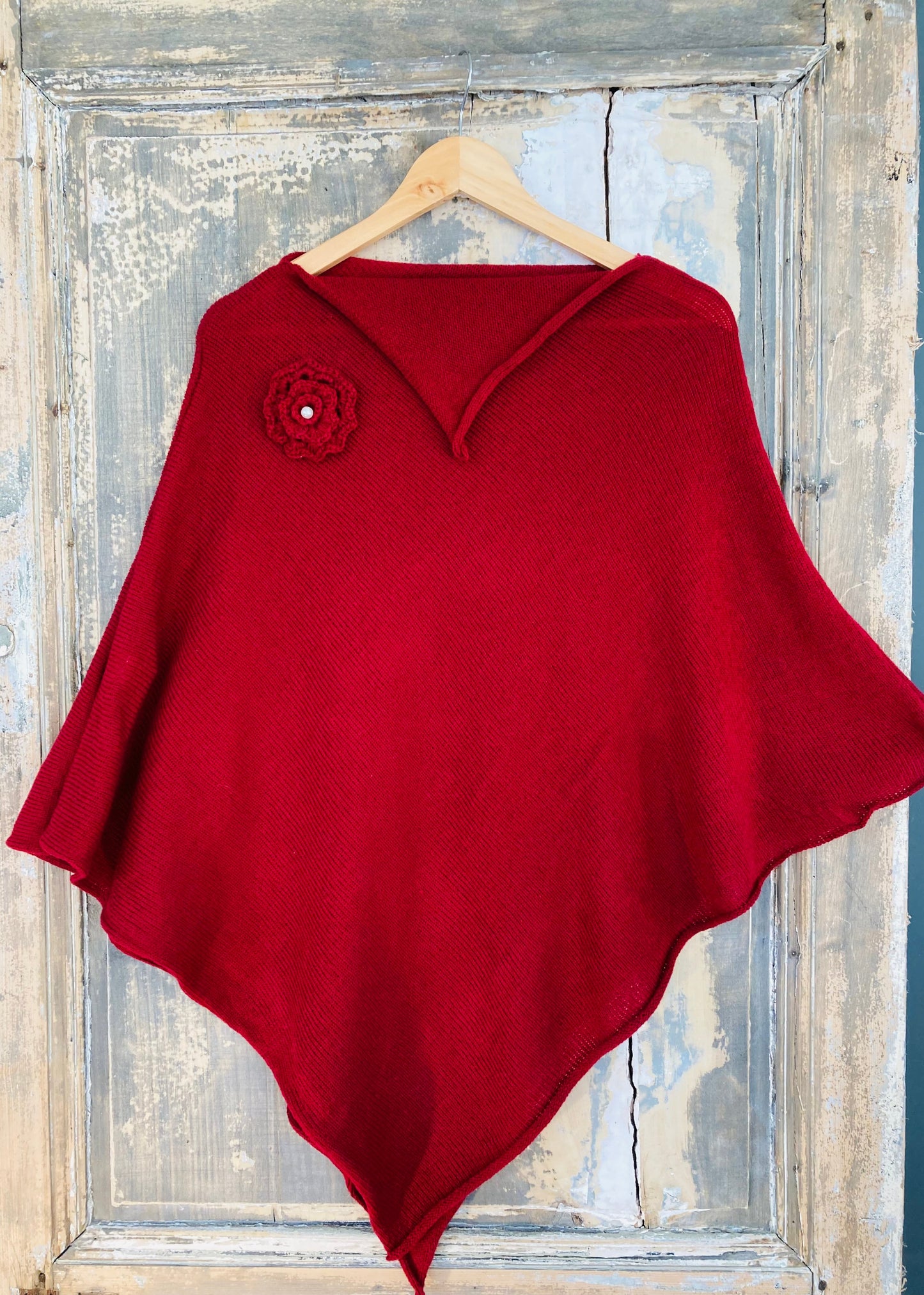 Bláth Poncho (with crochet flower) - Seasons of Wicklow Collection