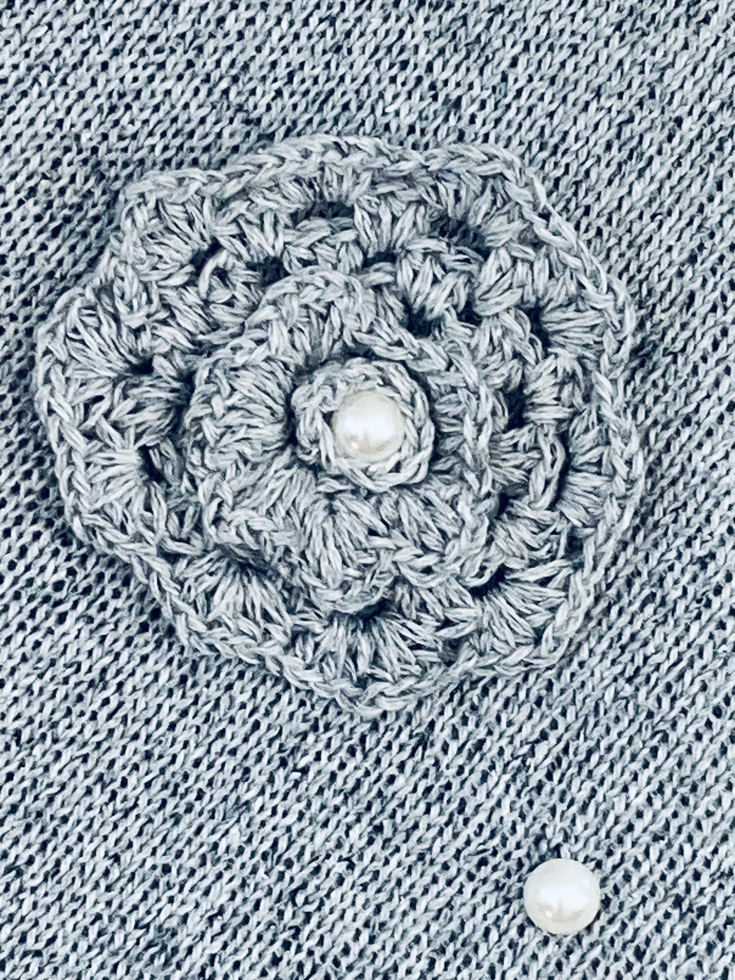 The Pearl: Classic Poncho with Pearl Embellishment and Crochet Flower Details