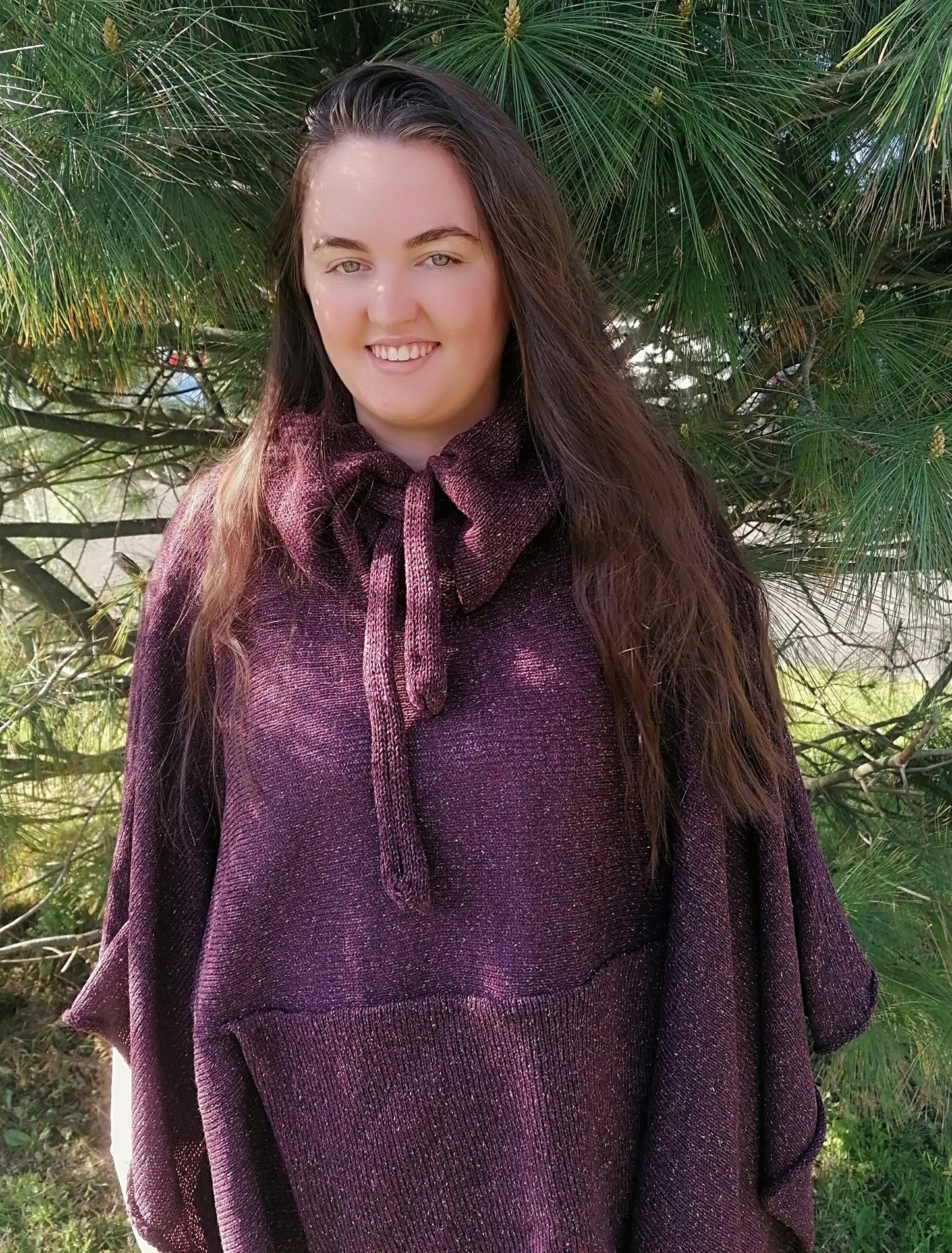 Drawstring Poncho (Tibet Tweed Yarn)