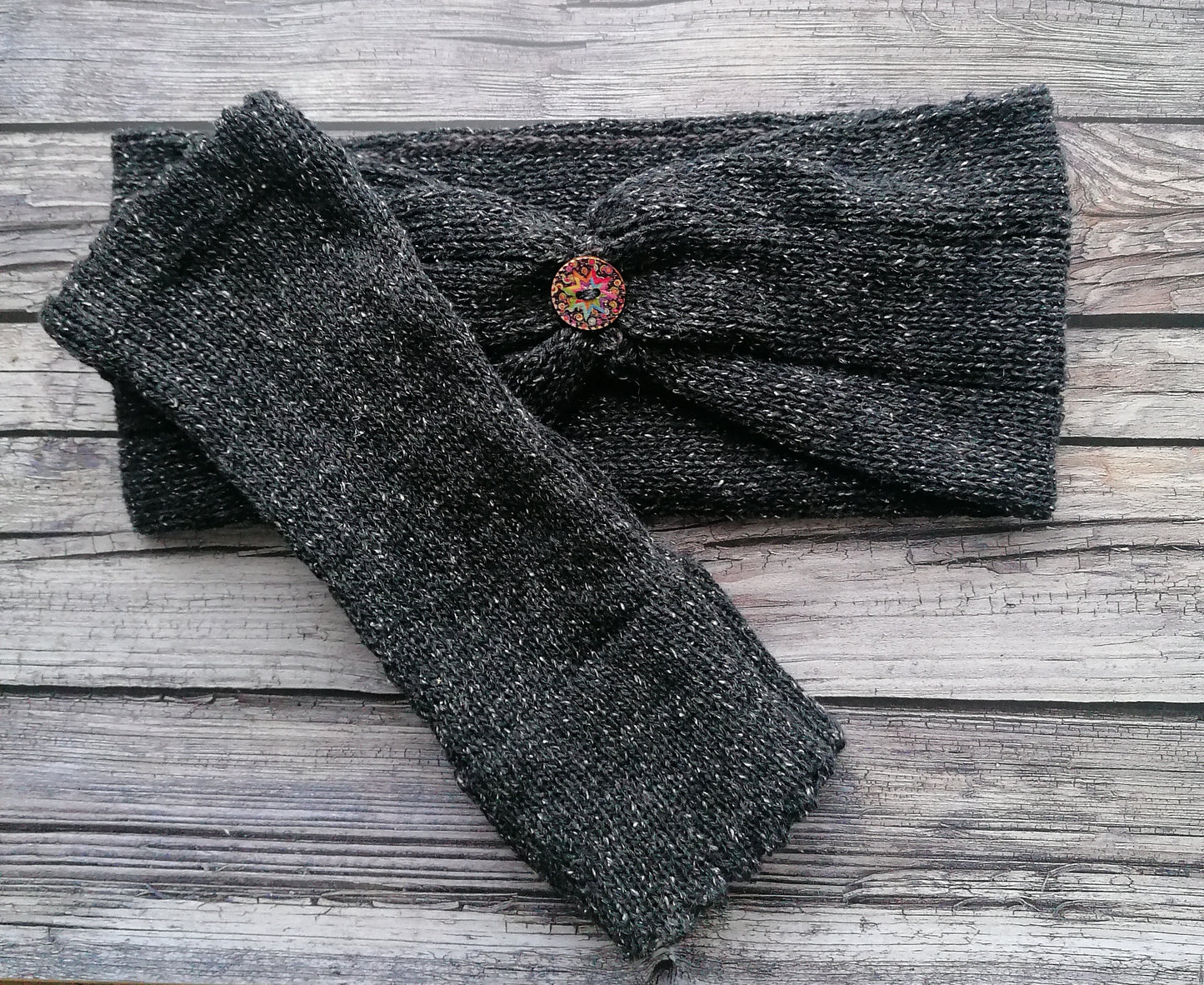 Wide Headband and Fingerless Glove Set - Tibet Tweed