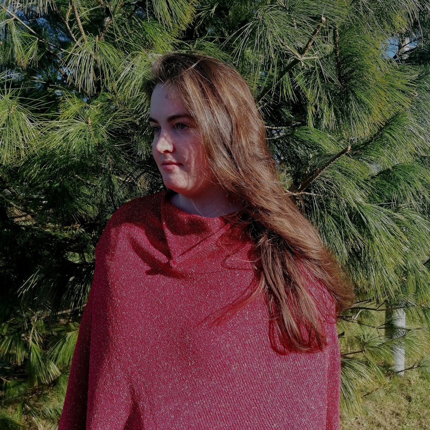 Bláth Poncho (with crochet flower) - Seasons of Wicklow Collection