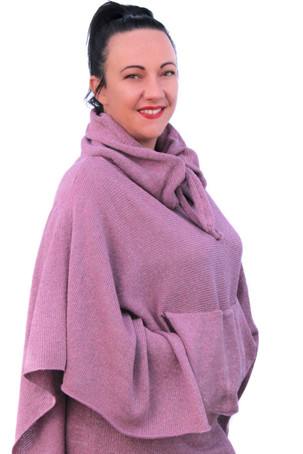 Drawstring Poncho Tibet Tweed