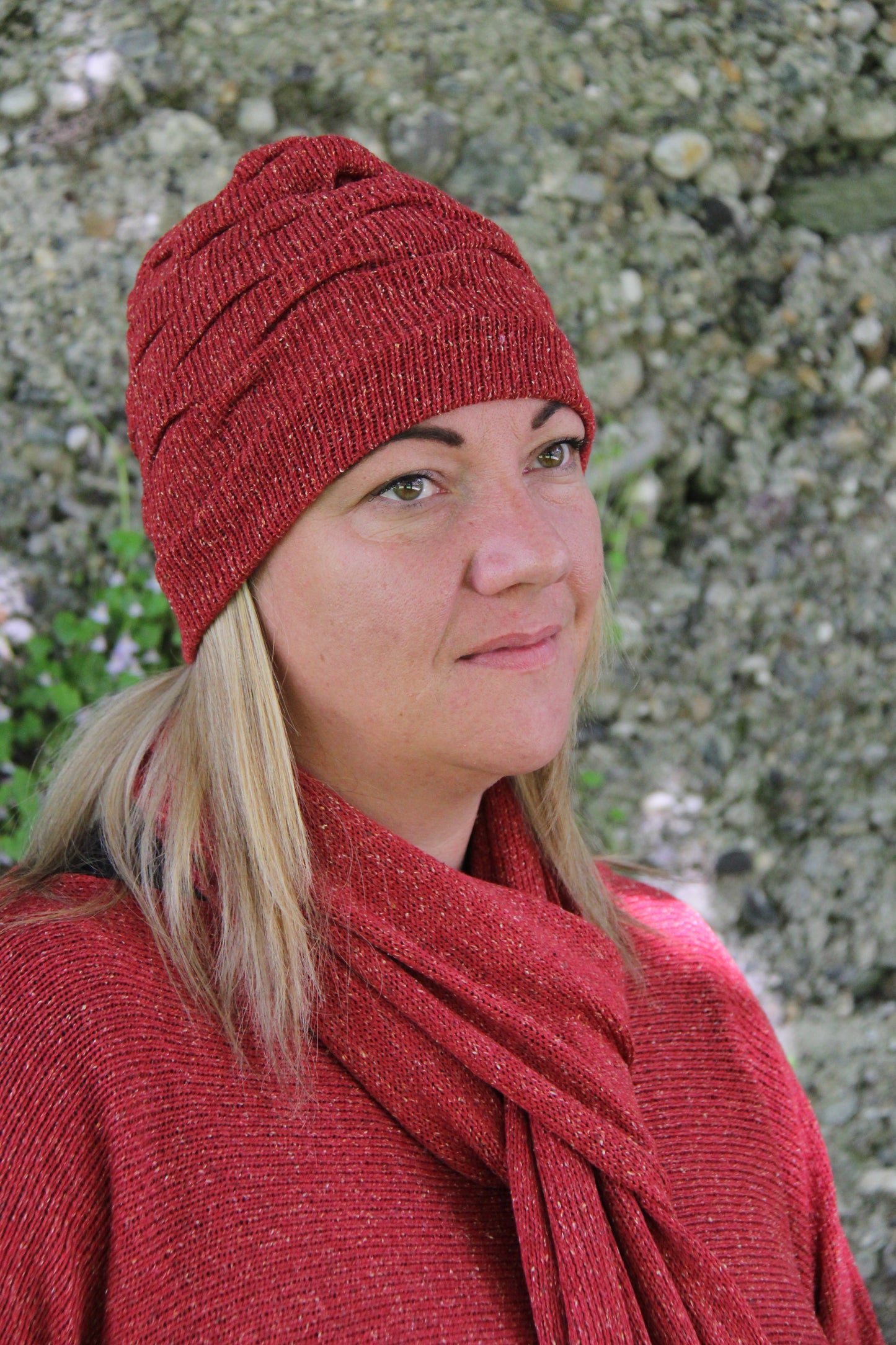 Tuck Duo Hat & Scarf Set (Tibet Tweed Yarn)