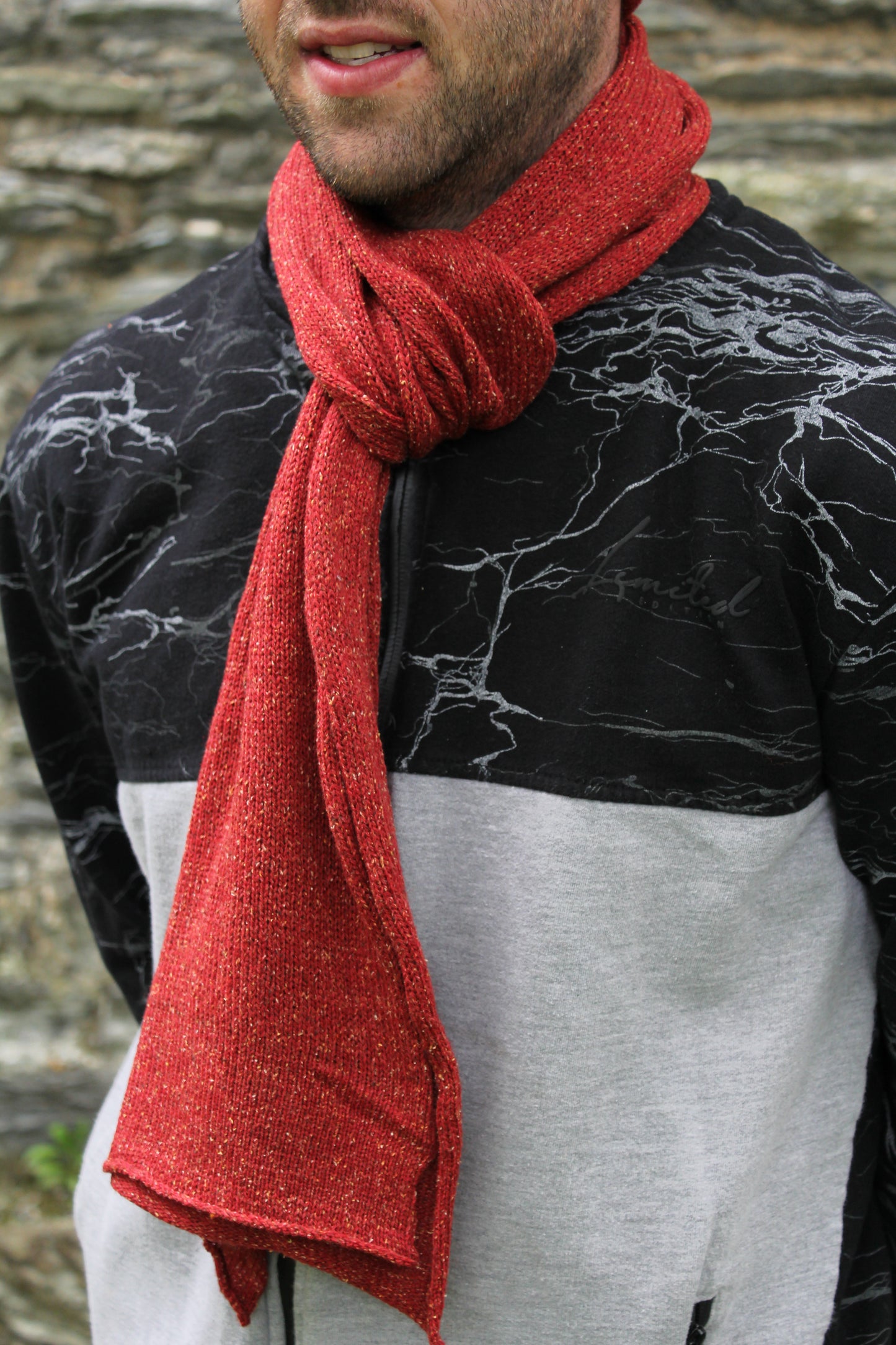 Straight Knit Scarf (Tibet Tweed Yarn)