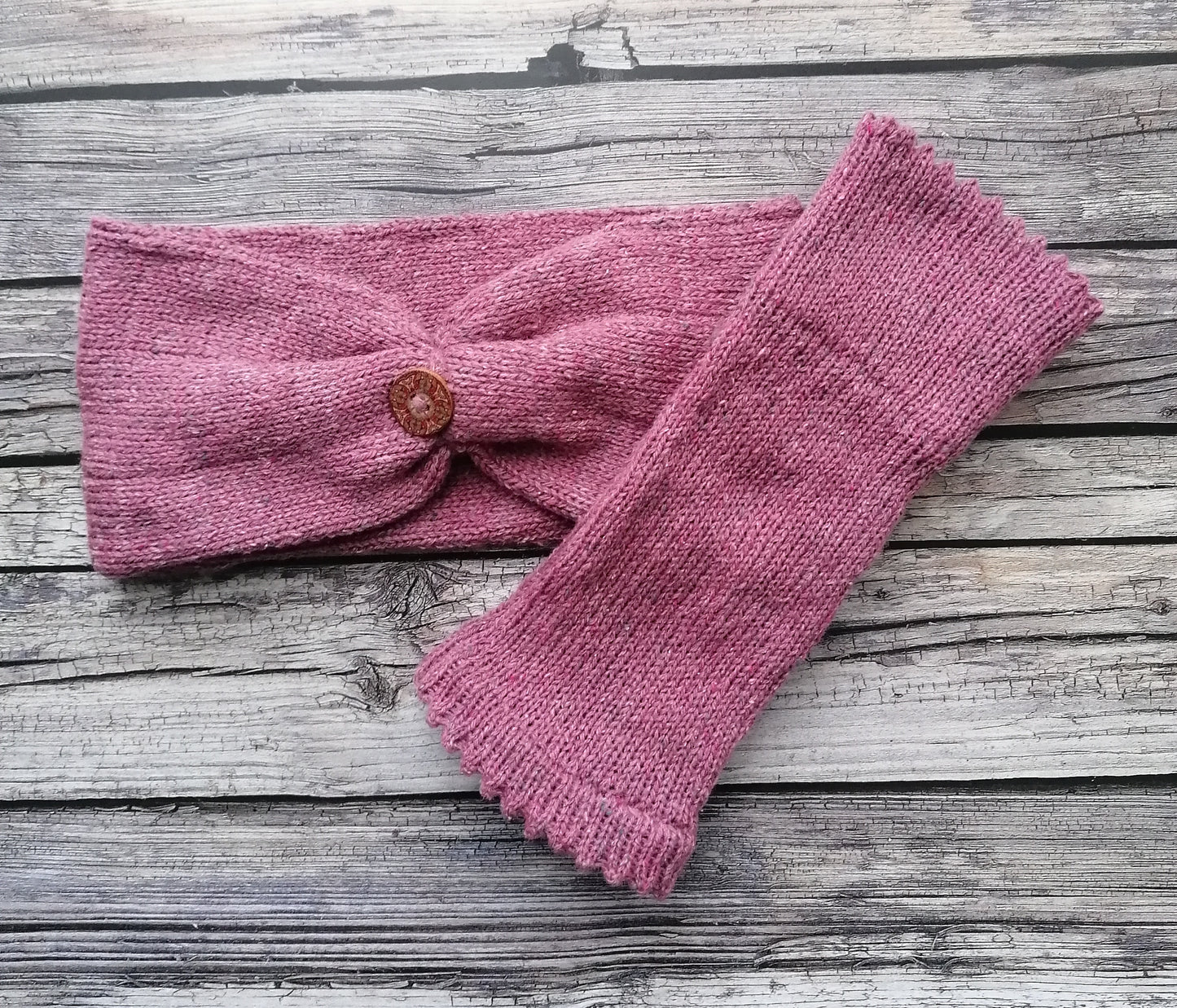Wide Headband and Fingerless Glove Set - Tibet Tweed