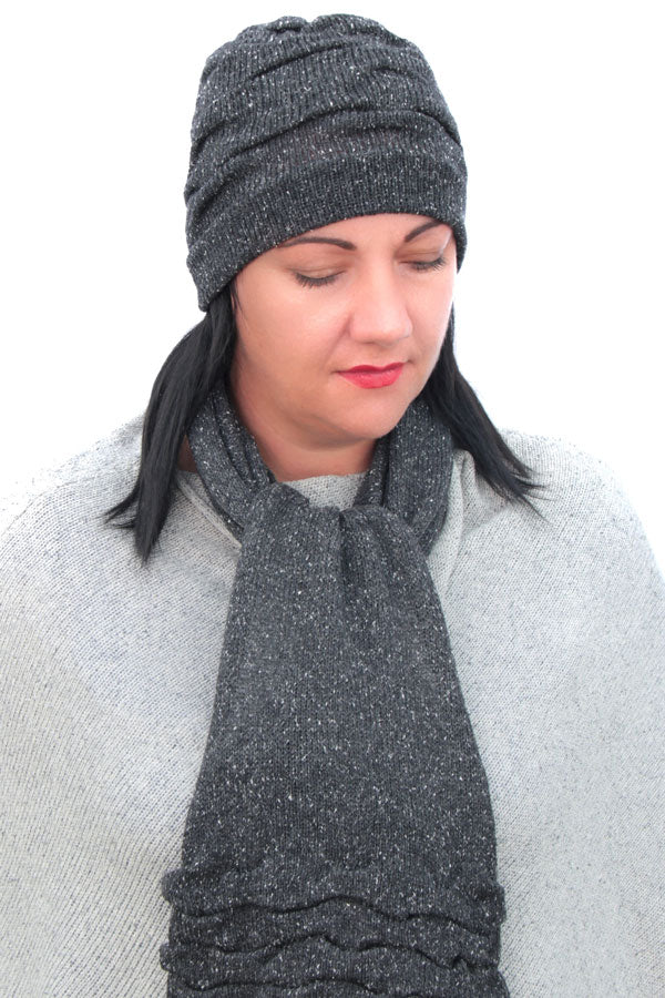 Tuck Duo Hat & Scarf Set (Tibet Tweed Yarn)