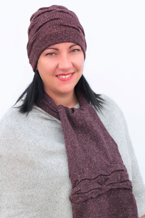 Tuck Duo Hat & Scarf Set (Tibet Tweed Yarn)