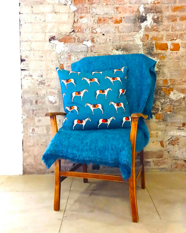 An Capall (The Horse) Cushion Cover - Horse Motif with Kilcarra Tweed Donegal Yarn Knitted Back