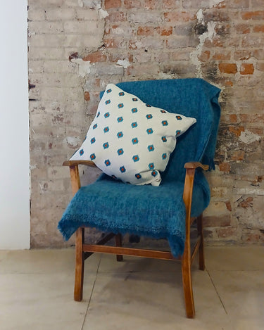 Tribe Cushion Cover - Patterned Linen with Kilcarra Tweed Donegal Yarn Knitted Back