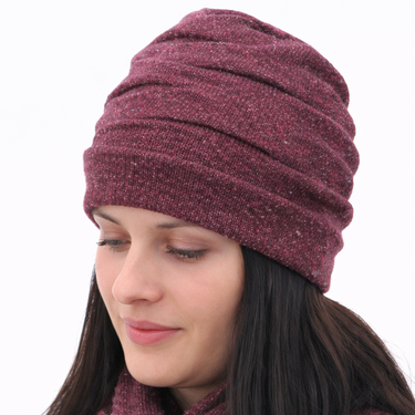 Ruffle Knitted Hat - Tibet Tweed - Seasons of Wicklow Collection