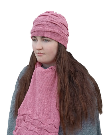 Duo: Ruffle Hat and Scarf Set - Tibet Tweed - Seasons of Wicklow Collection