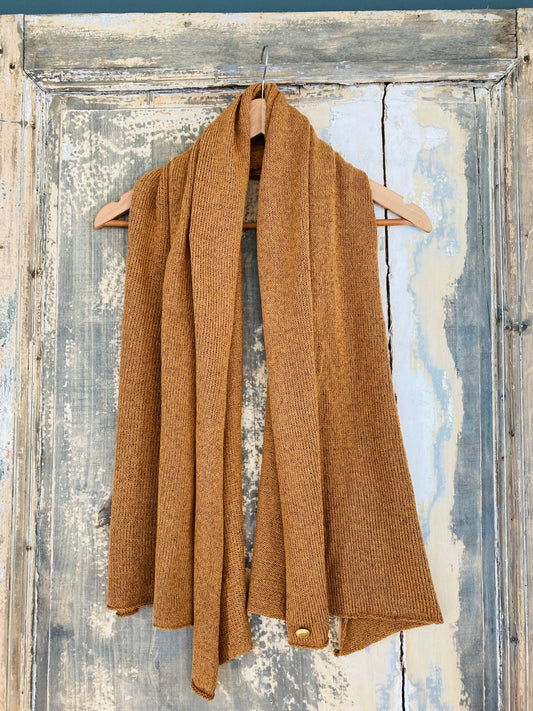Scarf with Button and Embroidery Detail
