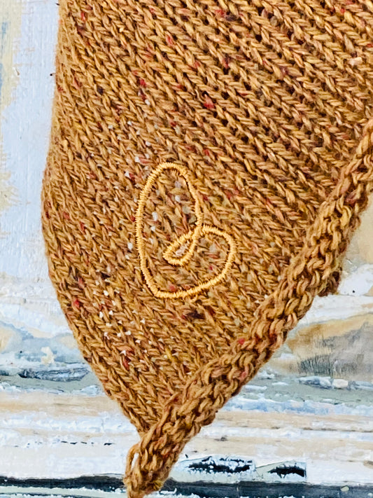 Scarf with Button and Embroidery Detail