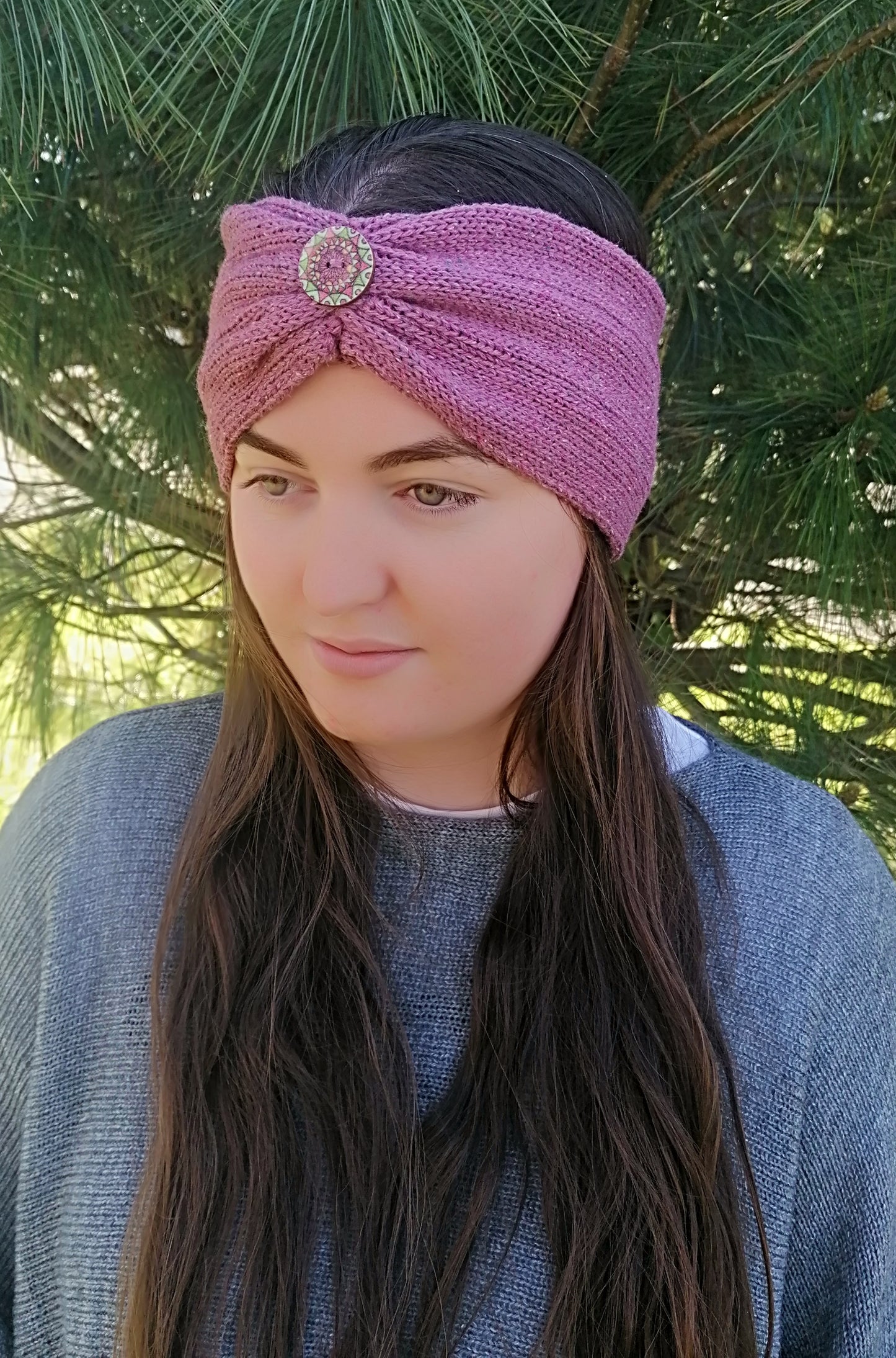 Wide Headband (Tibet Tweed Yarn)