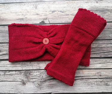 Duo: Wide Headband and Fingerless Glove Set in Volga 50/50